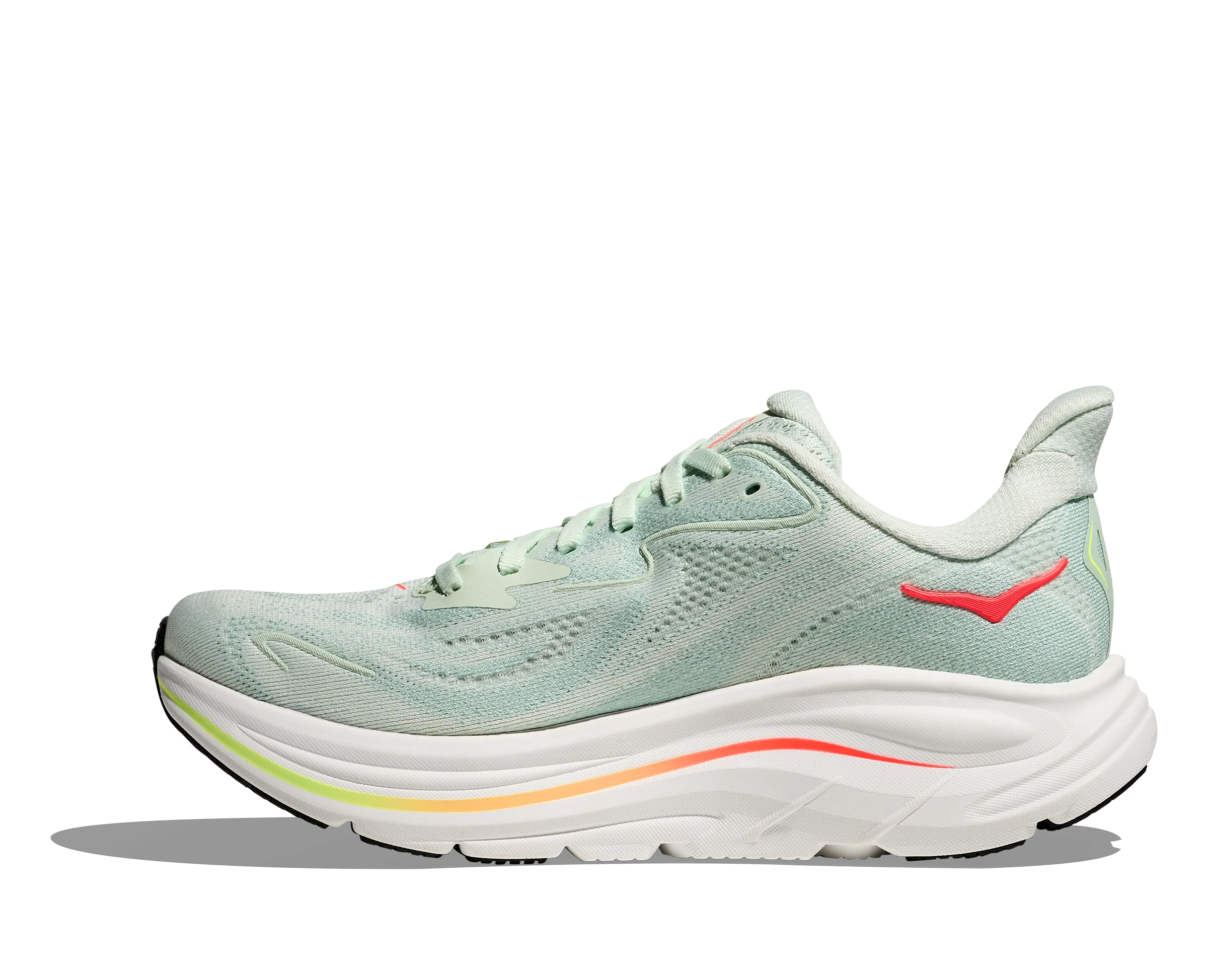 Hoka Clifton 10 Womens Shoes Color: Sea Glass/Neon Flame Style: 1162031-SLSSN - Image 5