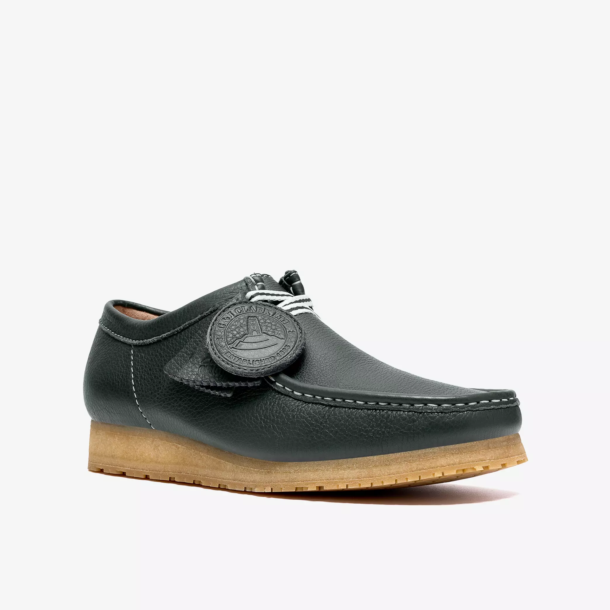 Clarks Wallabee RB Mens Shoes Color: Dark Green Leather Style: 26185656 - Image 10